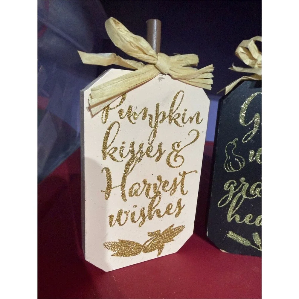Fall Wooden Block Decor Set Thanksgiving Farmhouse Table Signs (Set of 3)